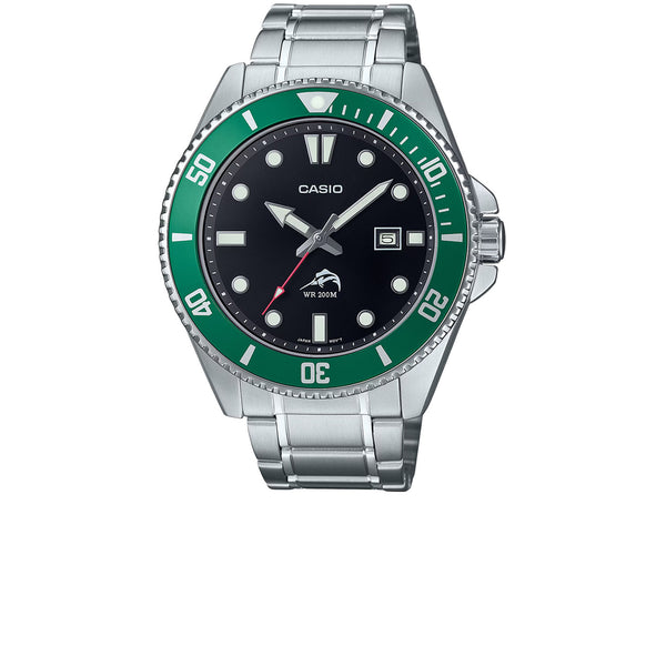 CASIO ANALOG SILVER GREEN MDV-106DD-1A3