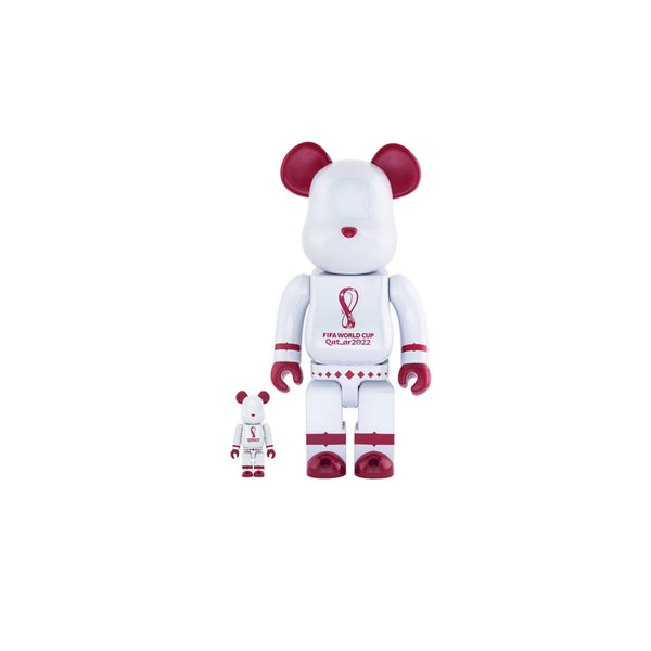 BEARBRICK X FIFA 2022 WORLD CUP QATAR 100% & 400% SET WHITE CHROME FW22