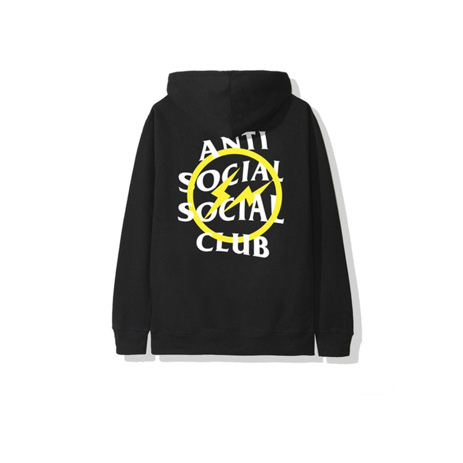 FRAGMENT X ANTI SOCIAL SOCIAL CLUB YELLOW BOLT HOODIE BLACK FW19