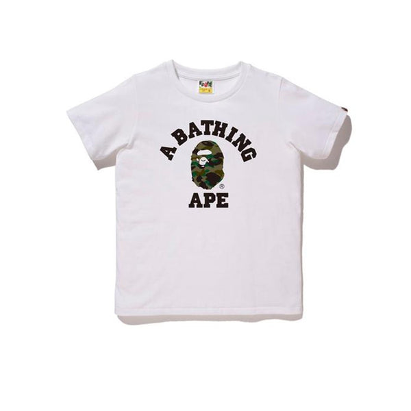 BAPE 1ST CAMO COLLEGE TEE WHITE GREEN