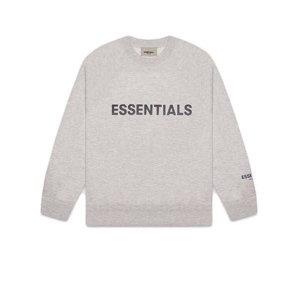 FEAR OF GOD ESSENTIALS 3D SILICON APPLIQUE CREWNECK OATMEAL HEATHER