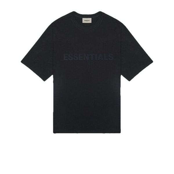 FEAR OF GOD ESSENTIALS 3D SILICON APPLIQUE BOXY TEE DARK SLATE STRETCH LIMO BLACK