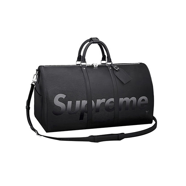 LOUIS VUITTON X SUPREME KEEPALL BANDOULIERE EPI 55 BLACK