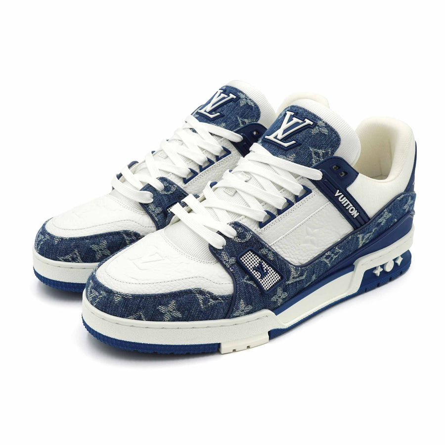 LOUIS VUITTON LV TRAINER MONOGRAM DENIM WHITE BLUE