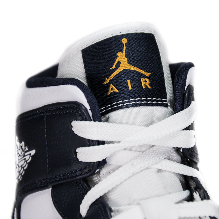 AIR JORDAN 1 MID "WHITE METALLIC GOLD OBSIDIAN"
