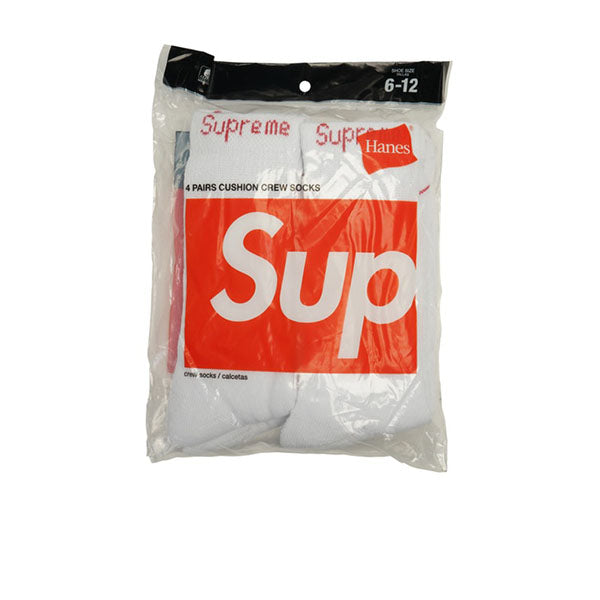 HANES X SUPREME CREW SOCKS 4 PACK WHITE