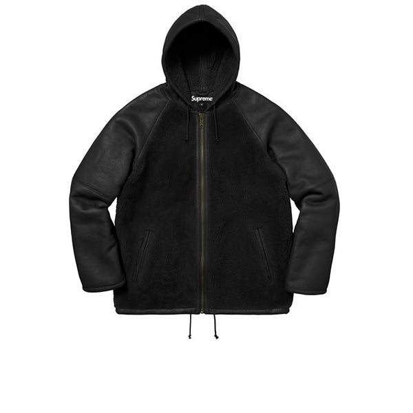 SUPREME REVERSED SHEARLING HOODED JACKET BLACK