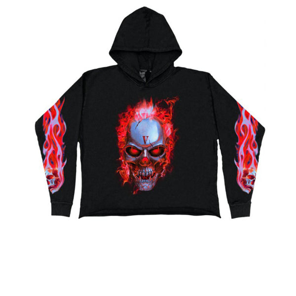 VLONE SKULLY RED FLAME HOODIE BLACK SS21