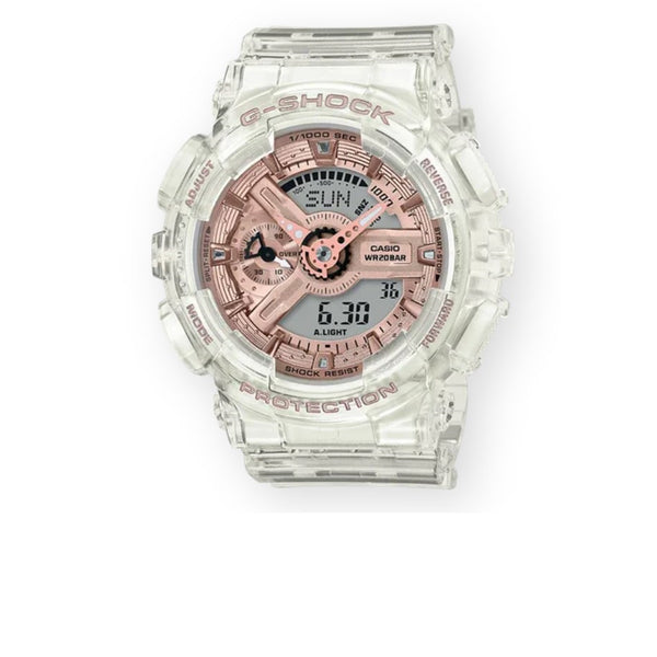 CASIO G-SHOCK WOMEN TRANSPARENT X ROSE GOLD WHITE WATCH GMAS110SR-7A