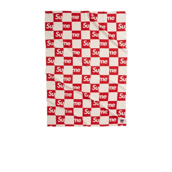 SUPREME FARIBAULT WOOLEN MILL CHECKERBOARD WOOL THROW RED FW21