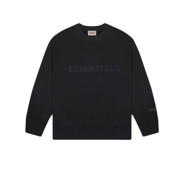 FEAR OF GOD ESSENTIALS 3D SILICON APPLIQUE CREWNECK DARK SLATE STRETCH LIMO BLACK SS20