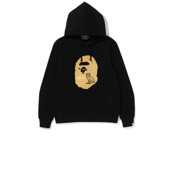 BAPE X OVO APE HEAD PULLOVER HOODIE BLACK GOLD FW22