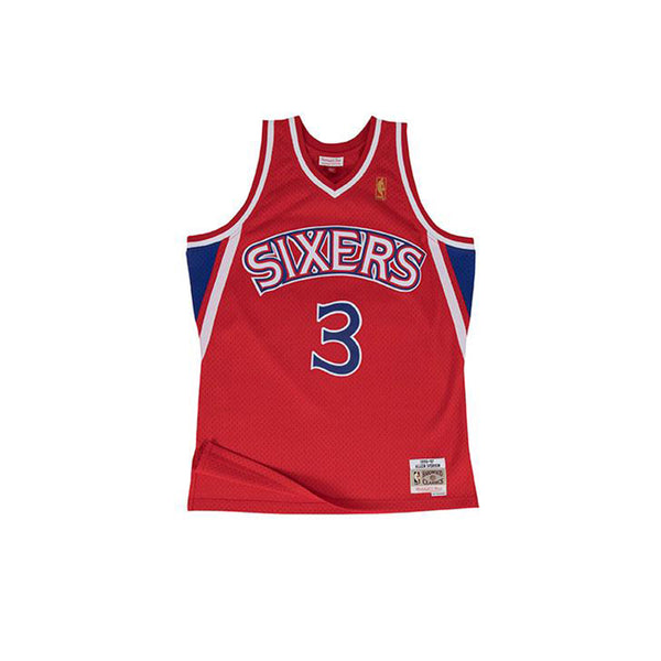 MITCHELL & NESS NBA HARDWOOD CLASSIC SWINGMAN PHILADELPHIA 76ERS ALLEN IVERSON ROAD 1996-97 JERSEY RED