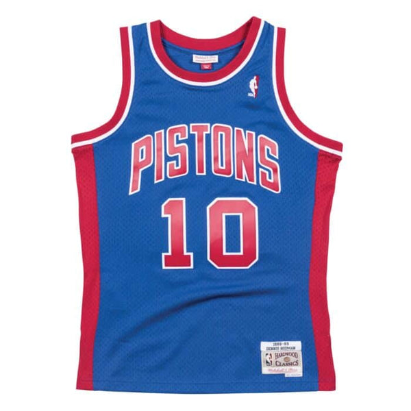 MITCHELL & NESS NBA HARDWOOD CLASSIC SWINGMAN DETROIT PISTONS DENNIS RODMAN ROAD 1988-89 JERSEY BLUE