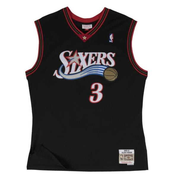 MITCHELL & NESS NBA HARDWOOD CLASSIC SWINGMAN PHILADELPHIA 76ERS ALLEN IVERSON ROAD 2000-01 JERSEY BLACK